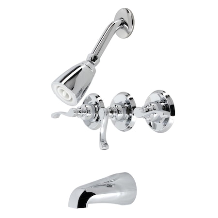 Kingston Brass Three-Handle Tub and Shower Faucet, Polished Chrome KB231FL